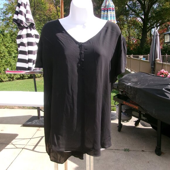NWT PHILOSOPHY BLACK FLUTTER SLEEVE BLOUSE 3X - Picture 1 of 1